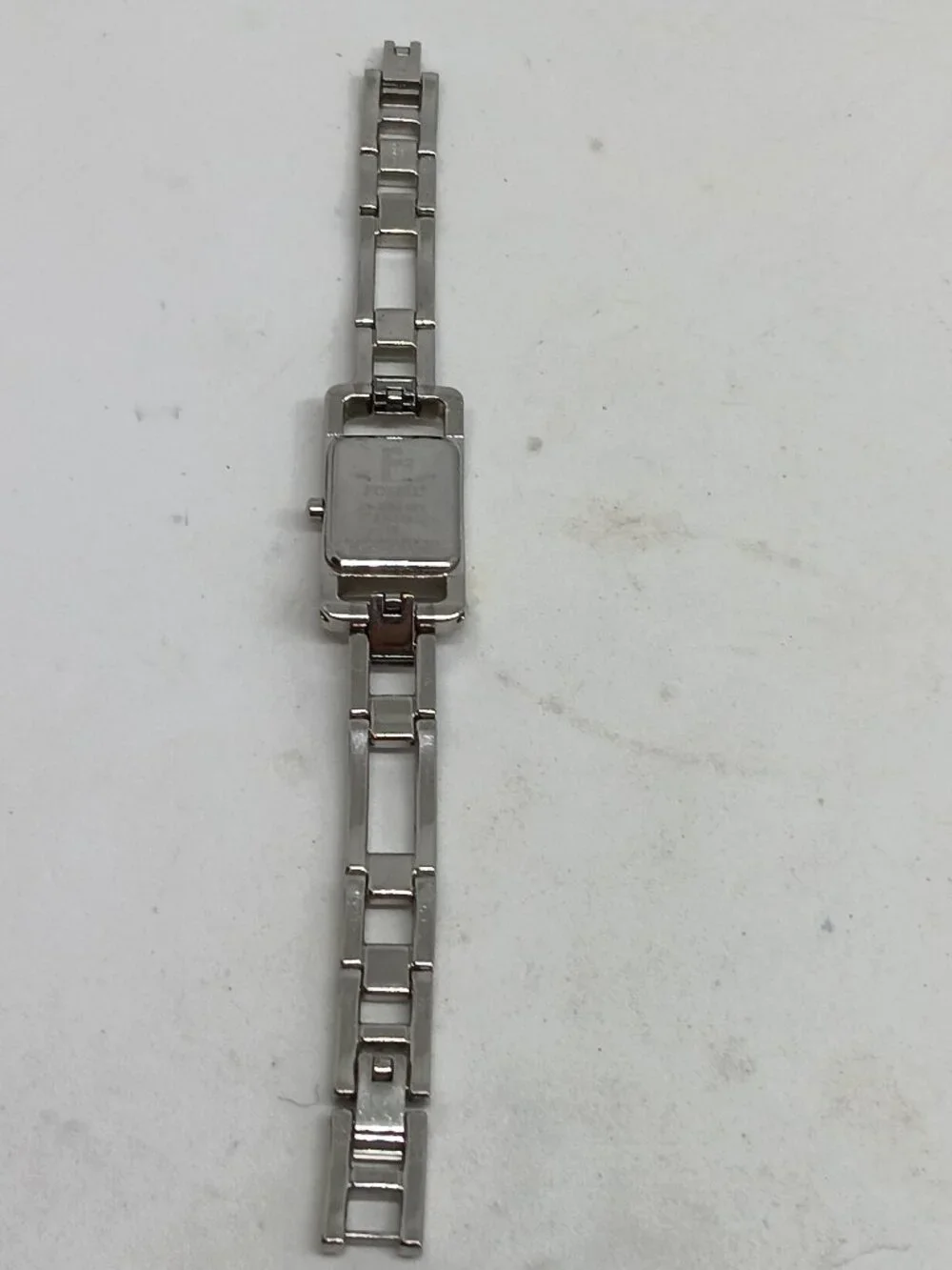 VINTAGE 2000s Fossil f2 ES-1016 Women's 17mm x 35mm Silver Tone MOP Dial Watch